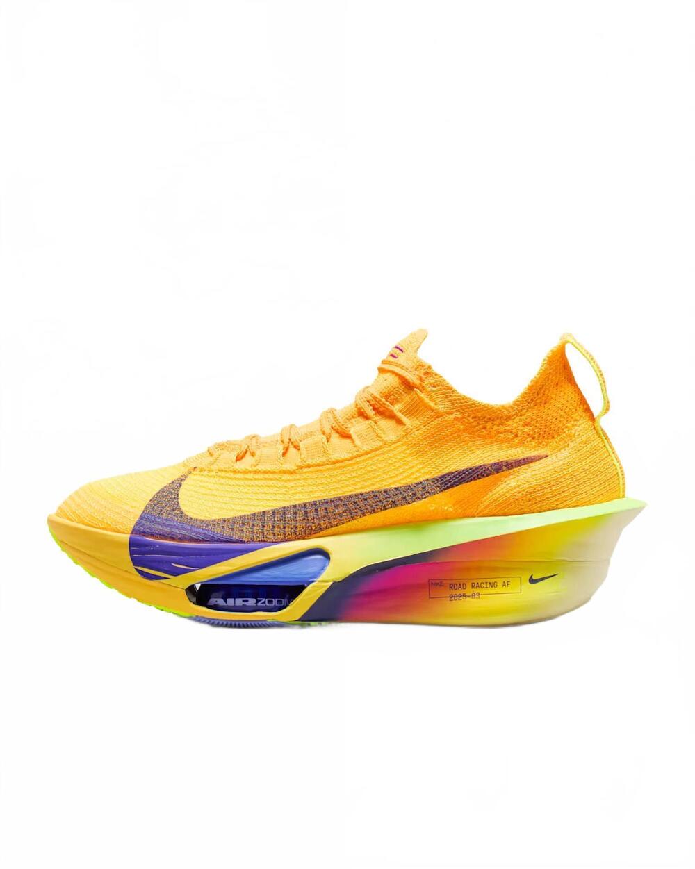 NEW NIKE women's alphafly 3 running shoes in laser orange/indigo burst-citron pu